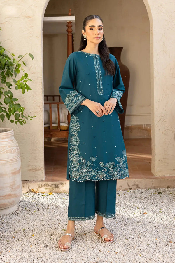BTK - 2 PC EMBROIDERED DHANAK UNSTITCH