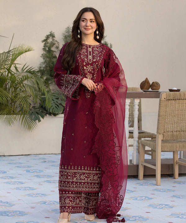 QLR- 3PC DHANAK EMBROIDERED UNSTICH