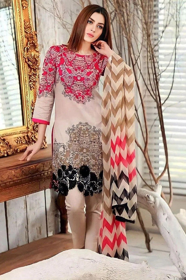 CBM- 3PC LINEN PRINT UNSTICH
