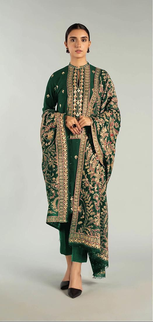 BRZ- 3PC DHANAK EMBROIDERED UNSTICH