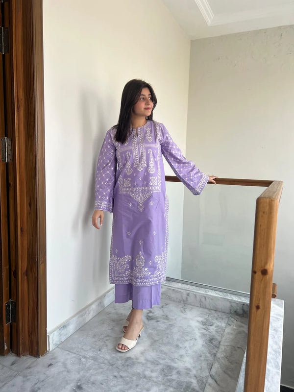 UMZ-2 PC LAWN EMBROIDERED UNSTICH