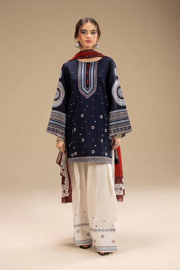JZM - 3PC DHANAK EMBROIDERED