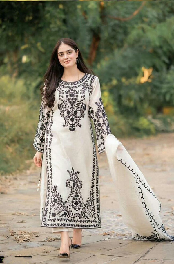 NQSH-3PC LAWN EMBROIDERED UNSTICH