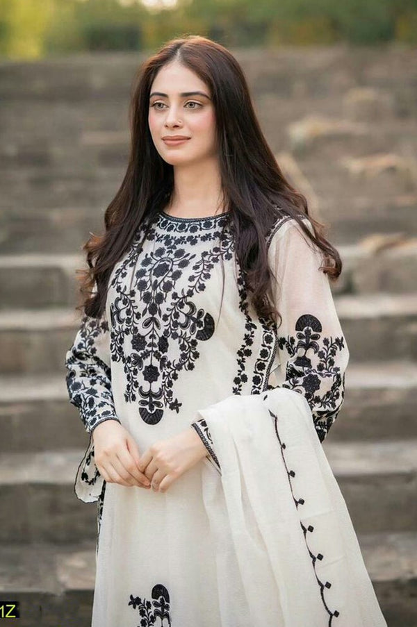NQSH-3PC LAWN EMBROIDERED UNSTICH