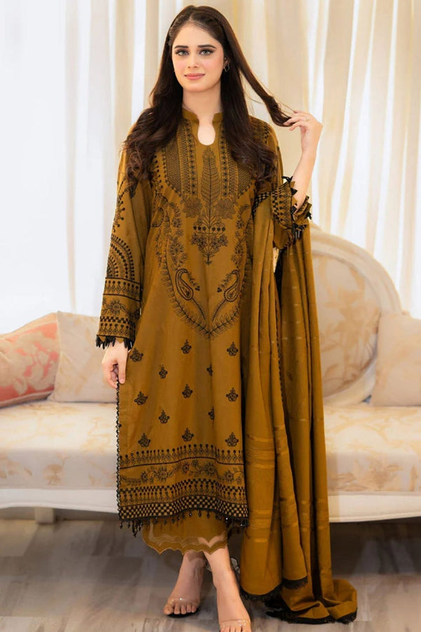 SAN - 3PC DHANAK EMBROIDERED