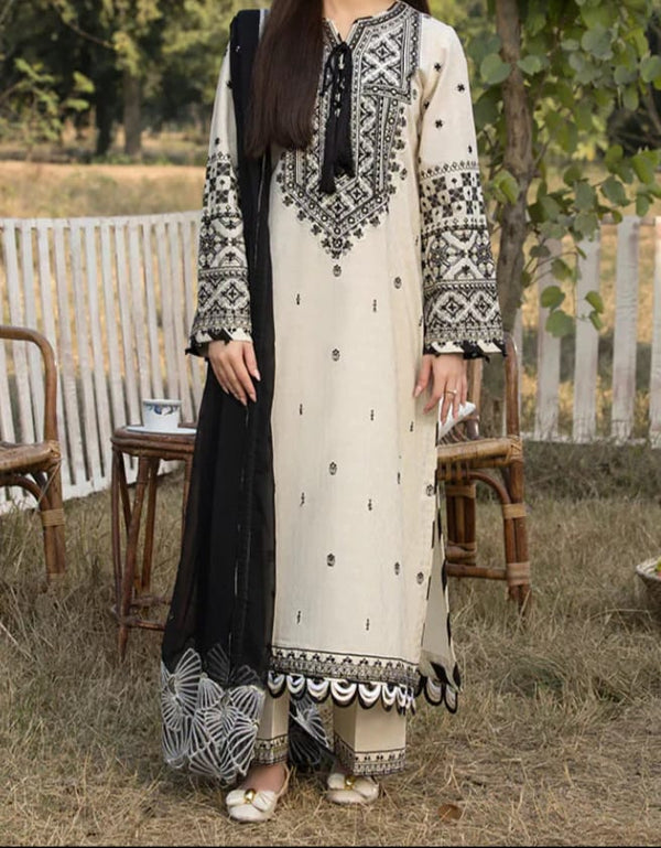 QLR - 3PC DHANAK EMBROIDERED