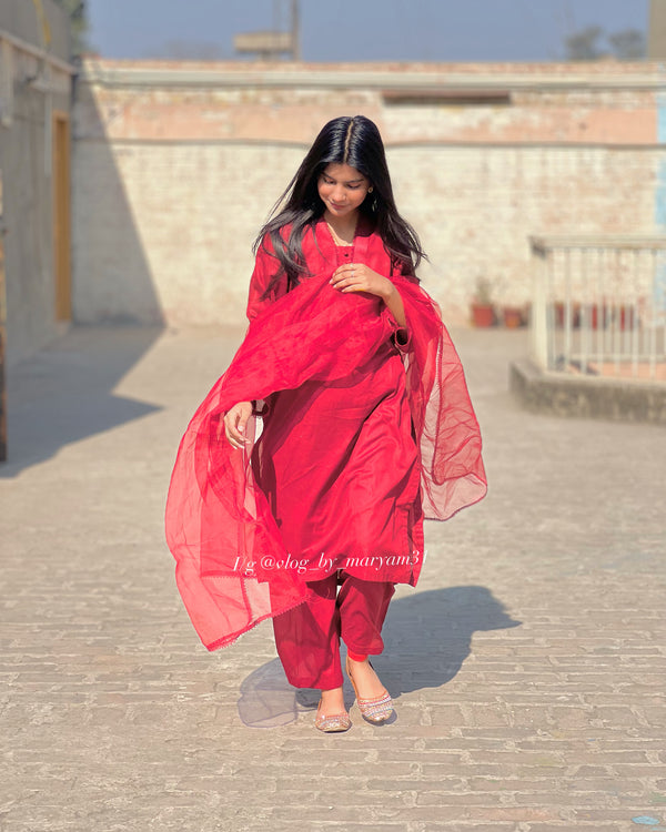 LEHRIYA MAROON 2PC STITCHED