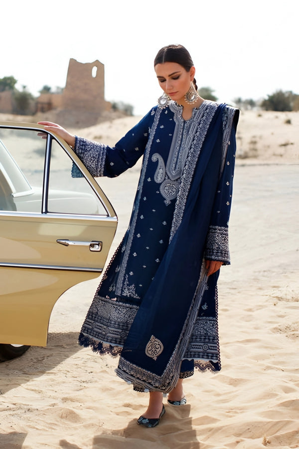 ZHA - 3PC DHANAK EMBROIDERED UNSTICH