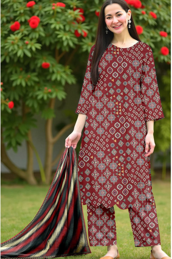 SPH - 3PC PRINTED KHADDAR UNSTITCH