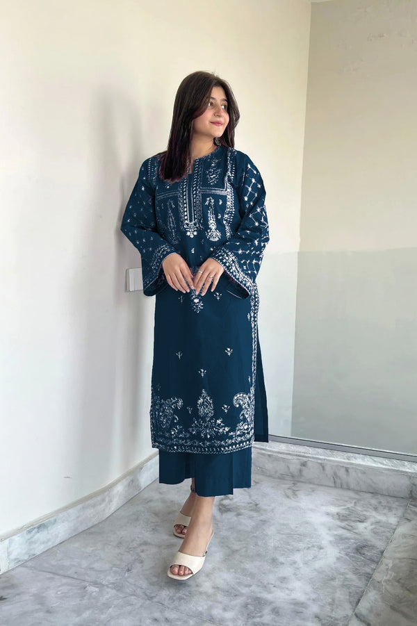 UMZ-2 PC LAWN EMBROIDERED UNSTICH