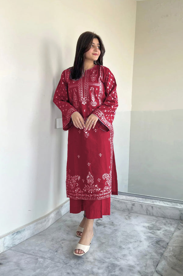 UMZ-2 PC LAWN EMBROIDERED UNSTICH