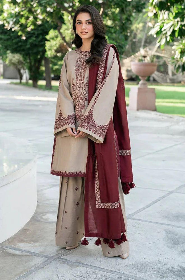 BRQ - 3PC DHANAK EMBROIDERED