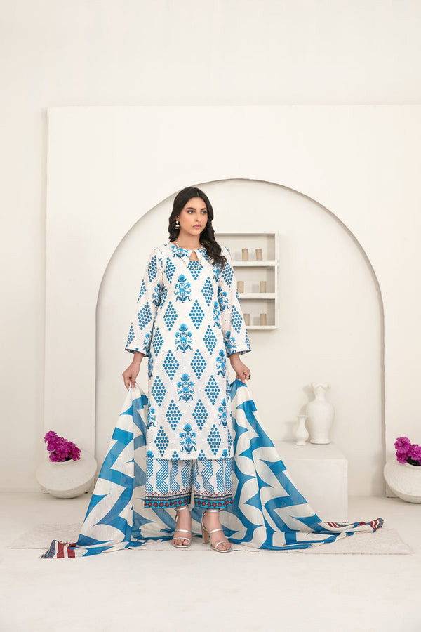 BRQ-3PC LAWN PRINTED UNSTICH