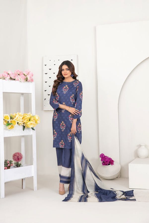 BRQ-3PC LAWN PRINTED UNSTICH
