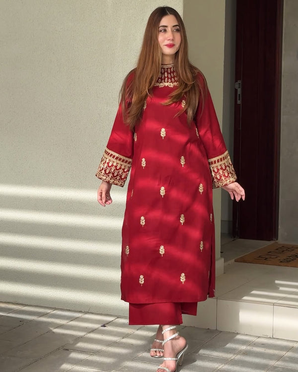 CRM-2PC LAWN EMBROIDERED UNSTICH