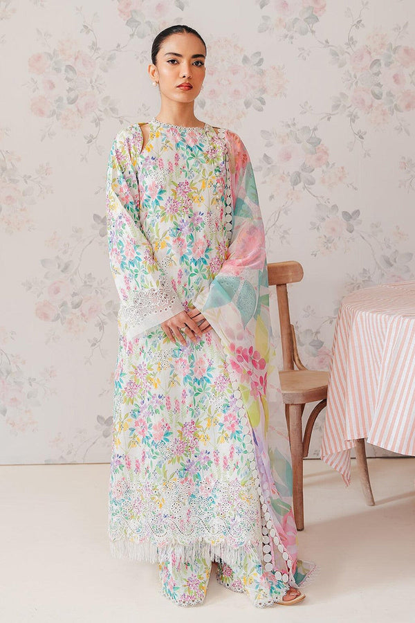 AFROZ-3PC PRINTED CHIKANKARI LAWN UNSTICH