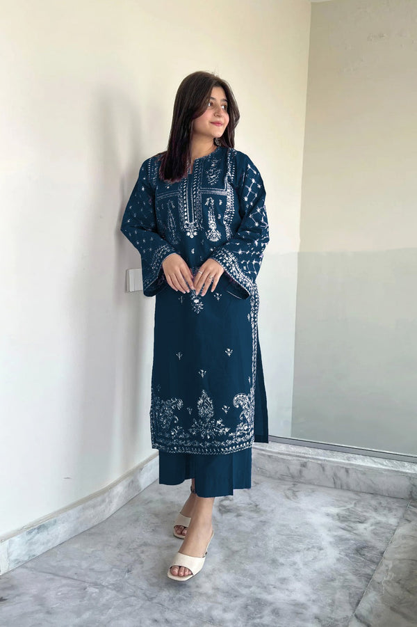 UMZ - ZINC - 2PC DHANAK EMBROIDERED UNSTITCH